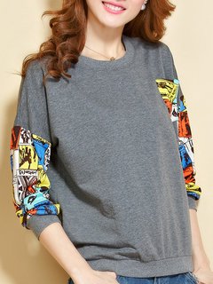 Round Neck Standard Floral Spandex Pattern Sweatshirts (Style V100812)