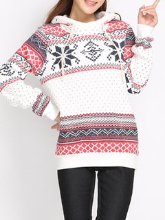 Hooded Loose Floral Polyester Pattern Hoodie (Style V100819)