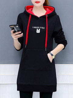 Hooded Standard Casual Letter Polyester Hoodie (Style V100822)