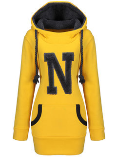 Hooded Standard Slim Letter Cotton Blends Hoodie (Style V100834)