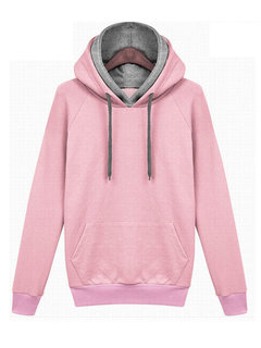 Hooded Standard Loose Casual Cotton Blends Hoodie (Style V100835)