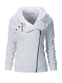 Hooded Standard Slim Cotton Blends Button Hoodie (Style V100841)