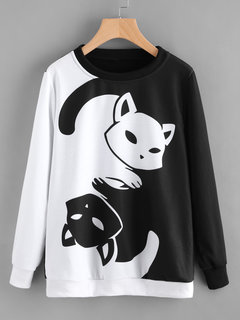 Standard Casual Animal Polyester Pattern Sweatshirts (Style V100845)