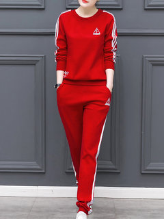 Round Neck Standard Letter Cotton Blends Pattern Sweatshirts (Style V100847)