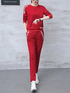 Round Neck Standard Casual Letter Dacron Sweatshirts (Style V100849)