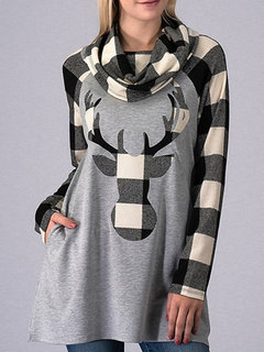 Standard Loose Date Night Polyester Patchwork Sweatshirts (Style V100858)