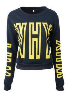 Short Slim Casual Cotton Blends Pattern Sweatshirts (Style V100867)