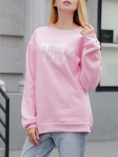 Round Neck Standard Loose Sweet Letter Sweatshirts (Style V100868)