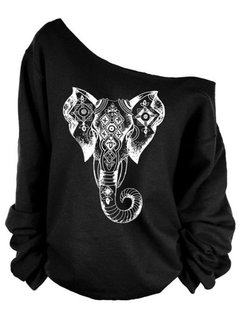 Asymmetric Loose Casual Cartoon Asymmetrical Sweatshirts (Style V100869)