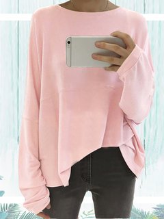 Round Neck Standard Sweet Plain Patchwork Hoodie (Style V100877)