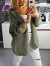 Standard Loose Plus Size Plain Cotton Blends Sweater (Style V100882)