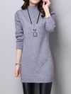 Polo Neck Long Slim Plain Knitted Sweater (Style V100916)