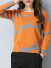 Slim Casual Color Block Knitted Pattern Sweater (Style V100928)