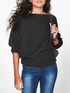 Standard Loose Casual Plain Polyester Sweater (Style V100951)