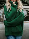 Turtleneck Long Loose Casual Acrylic Sweater (Style V100959)