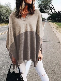 V-neck Long Casual Spandex Asymmetrical Sweater (Style V100966)