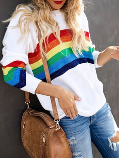 Round Neck Standard Loose Casual Polyester Sweater (Style V100991)