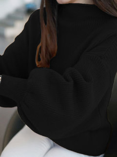 Standard Loose Casual Plain Knitted Sweater (Style V101002)