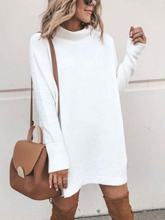Long Straight Casual Plain Knitted Sweater (Style V101008)