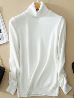 Turtleneck Standard Casual Plain Wool Blends Sweater (Style V101009)