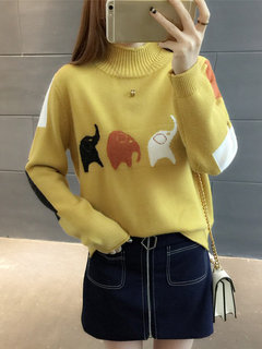 Stand Collar Standard Animal Acrylic Pattern Sweater (Style V101025)