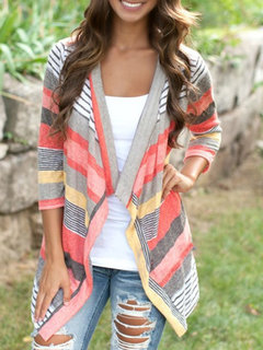 Standard Loose Striped Knitted Pattern Sweater (Style V101058)