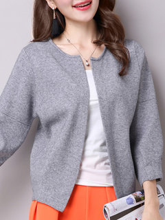 Round Neck Standard Slim Casual Plain Sweater (Style V101060)
