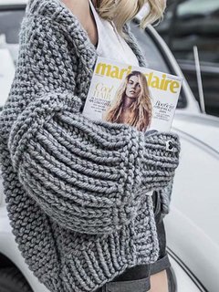 Standard Loose Casual Plain Acrylic Sweater (Style V101076)