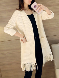Long Loose Casual Cotton Patchwork Sweater (Style V101099)