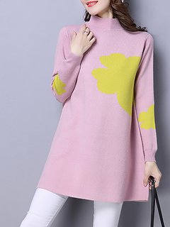 Turtleneck Long Slim Casual Polyester Sweater (Style V101107)