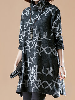 Long Slim Floral Polyester Pattern Sweater (Style V101109)