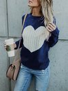 Round Neck Standard Slim Heart Shaped Polyester Sweater (Style V101110)
