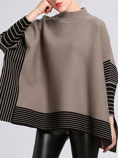 Standard Loose Striped Polyester Pattern Sweater (Style V101111)