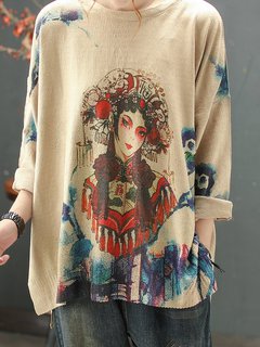 Standard Loose Casual Polyester Pattern Sweater (Style V101119)
