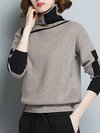 Standard Slim Fashion Polyester Patchwork Sweater (Style V101126)
