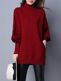 Standard Slim Elegant Plain Pockets Sweater (Style V101128)