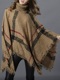 Turtleneck Standard Casual Plaid Pattern Sweater (Style V101148)