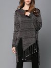 Round Neck Slim Elegant Striped Polyester Sweater (Style V101152)