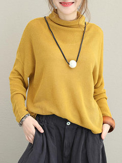 Turtleneck Standard Slim Casual Plain Sweater (Style V101160)