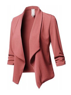 Shawl Collar Short Office Plain Polyester Jacket (Style V101176)