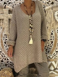 Round Neck Long Loose Date Night Plain Coat (Style V101183)