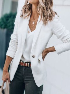 Shawl Collar Slim Plain Polyester Button Coat (Style V101184)