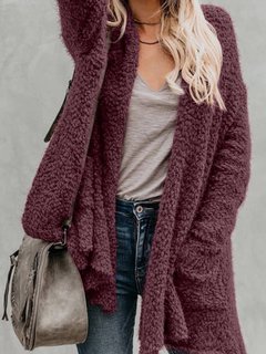 Long Loose Date Night Plain Cotton Blends Coat (Style V101186)