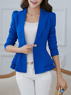 Shawl Collar Short Slim Office Polyester Jacket (Style V101194)