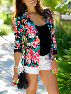 Shawl Collar Slim Cute Cotton Blends Button Jacket (Style V101195)