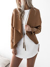Shawl Collar Short Casual Plain Cotton Blends Jacket (Style V101205)