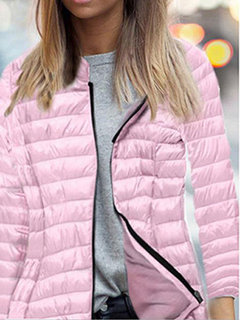 Stand Collar Short Casual Cotton Zipper Coat (Style V101207)