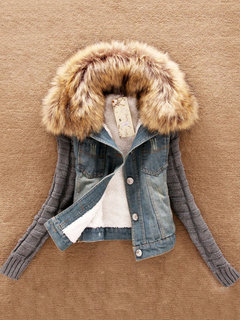 Short Straight Casual Plain Polyester Jacket (Style V101214)