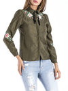 Shirt Collar Short Straight Date Night Floral Jacket (Style V101231)