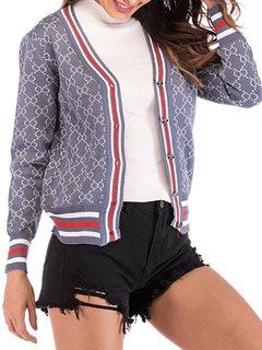 Short Date Night Geometric Polyester Button Jacket (Style V101234)